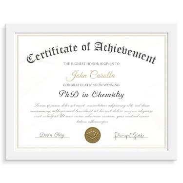 Imagem de Fisnish Porta-retrato de 21 x 27 cm, moldura de certificado com acrílico transparente, moldura de diploma para parede e mesa, branca, 1 pacote