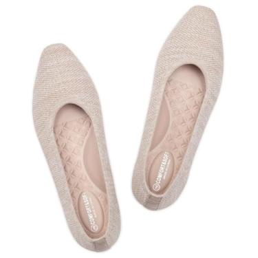Imagem de Frank Mully Sapatos femininos rasos de bico quadrado de malha para trabalho confortável e elegante para conforto diário leve, Bege, 36