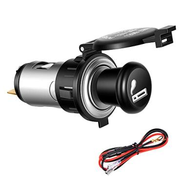 Imagem de CNAODUN Tomada de isqueiro de carro DC 12 V/24 V com botão de ejeção, 12 volts, isqueiros de cigarro de substituição e peças para trailer, caminhão, motocicleta, barco..