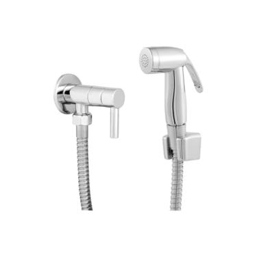 Imagem de Ducha Higiênica de Metal Cromada com Gatilho, Volante ABS, Acionamento 1/4 de Volta