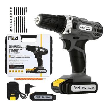 Imagem de Furadeira e Parafusadeira com Impacto 21V Bateria RZ-FPBI21/1 - Razi