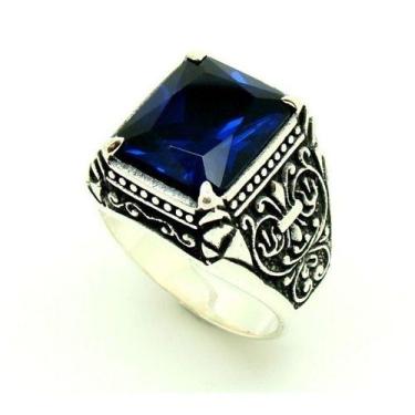 Imagem de Anel Templário Safira Medieval Masculino Prata De Lei 20221 - Shop das