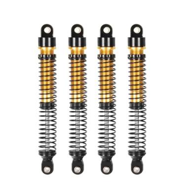 Imagem de LAFEINA Amortecedor de óleo rosqueado de alumínio com 4 peças para mini rastreador 1/12 1/18 RC Crawler Car TRX4M TRX4MT peças de atualização (ouro, 77 mm)