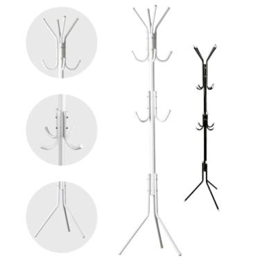 Imagem de Cabideiro, Cabideiro Chão Roupas 9/12 Ganchos Organizador Casaco Chapéu(Branco (12 Ganchos))