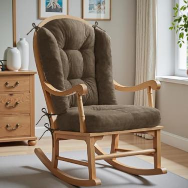 Imagem de Almofada para cadeira de balanço Wingback - Almofadas de cadeira Adirondack grandes, esponja de alta densidade, almofadas de balanço internas de chenille macio com laços, conjuntos de 2 peças almofada