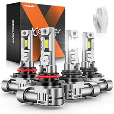 Imagem de SEALIGHT Lâmpadas 9005 9006, 60000LM 8X Brilho HB3 9006 Faróis de Neblina, 6500K Branco Frio com Ventilador de 15000RPM, Plug and Play, IP68 Impermeável, Pacote com 4