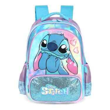 Imagem de Mochila Stitch Holográfica Peluciada Luxcel Lançamento 2026