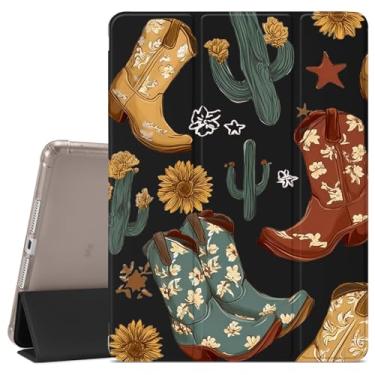 Imagem de VibrantFruitique Capa retrô caubói ocidental para iPad Air 13 polegadas (M3) 2025 / (M2) 2024 / iPad Pro 12,9 polegadas 2022/2021 capa de botas coloridas, porta-lápis, traseira transparente e capa com