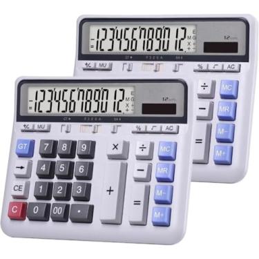 Imagem de Calculadora Financeira, Calculadora Solar 12 Digitos de Mesa Tela Lcd Números Grandes Teclas de Computador(2 Unidades)