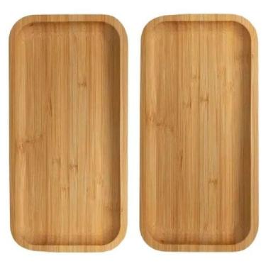 Imagem de Jogo 2 Bandeja Bambu Lavabo Decorativa Café Madeira 28cm - Top