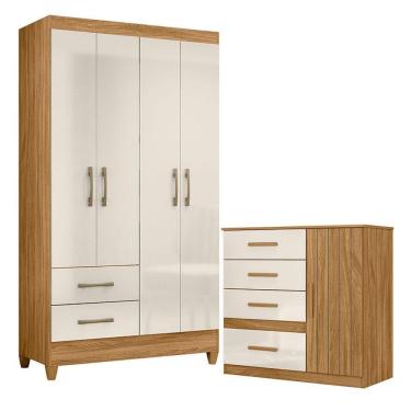 Imagem de Guarda Roupa Solteiro Chile E Cômoda Vênus Freijó Off White - Moval