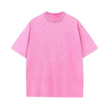 Imagem de Camisetas Masculinas De Algodão Vintage Lavadas De Verão Tamanho Grand