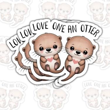Imagem de 3 adesivos Love One an Otter, decalques de vinil fofos românticos de lontra para laptop, caderno, diário, garrafa de água, carro, presente divertido para casais, adolescentes, crianças, amigos