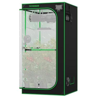 Imagem de VIVOSUN P336 36 "× 36" × 72 "Pro Grow Tent, com Postes Grossos de 1", Tecido Mylar Oxford Altamente Reflexivo Reforçado, Barras Extras Suspensas e Kit de Alto Cfm para Hidroponia Planta Interna para A