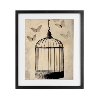 Imagem de Stupell Industries Impressão emoldurada cinza borboletas antigas sem gaiolas sob vidro, design de Franklyn Gregory, 53 x 43 cm