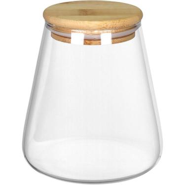 Imagem de Pote Porta Mantimentos Home&co Com Tampa Bambu Borossilicato 750ml 12x8x8cm Transparente