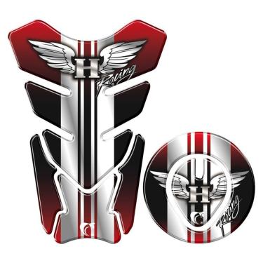 Imagem de Protetor Tanque E Bocal Adesivo Moto Asa Honda Até 2017 Vermelho