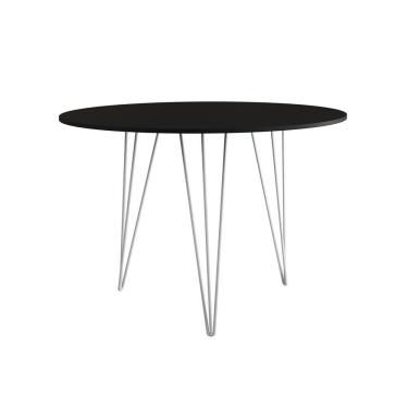 Imagem de Mesa De Jantar Redonda 90Cm Preta Clips 3 Pés Ferro Branco Cor: Preto