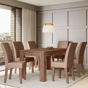 Imagem de Conjunto Sala De Jantar 1,56 Com 6 Cadeiras Amêndoa 07
