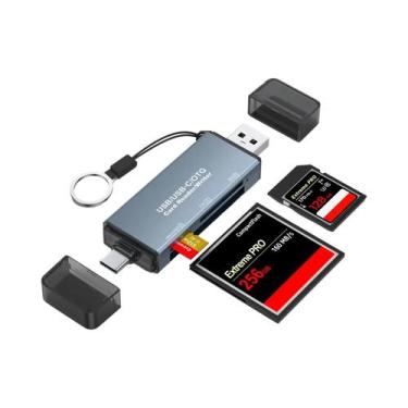 Imagem de Leitor De Cartão 6 Em 1 CF SD MicroSD Tipo C OTG, Expansão De Disco Rí