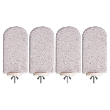 Imagem de Rrlihjgu Poleiros para Papagaios,4 Peças Poleiro de Pedra Vulcânica Jateado para Gaiola | Brinquedo De Mastigação E Exercício Para Periquitos Calopsita E Agapornis | Treino Para Ninho Ao Ar Livre
