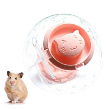 Imagem de 1 bola de exercício rosa para hamster silenciosa, bola de corrida de porquinhos-da-índia de 14 cm, roda de hamster de plástico transparente para coelhos anões, pequenos animais de estimação
