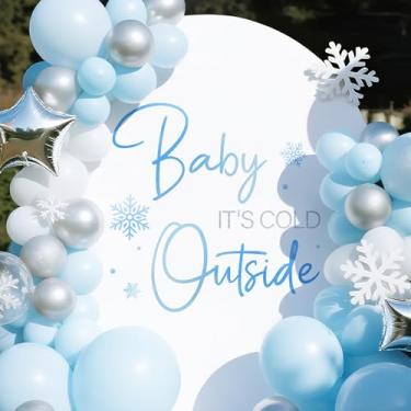 Imagem de Hzbcxs Decalque Baby It's Cold Outside Decorações de chá de bebê A Little Snowflake is on the Way Winter Gender Reveal Party Decorações
