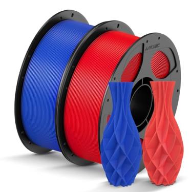 Imagem de ANYCUBIC Pacote de filamento PLA de 1,75 mm, filamento PLA de impressão 3D RFID 1,75 mm precisão dimensional +/- 0,02 mm, carretel de 1 kg (1 kg), 2 kg azul + vermelho