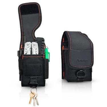 Imagem de Aokotiyi Capa de coldre multiferramentas com clipe de cinto – Organizador de bolsa Tático EDC pequeno com vários bolsos, compatível com ferramentas dobráveis Leatherman Wave+/Signal, suporte