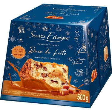 Imagem de Panettone Premium Recheado Doce de Leite e Gotas de Chocolate 500g - Santa Edwiges