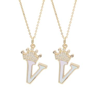 Imagem de Pacote único, colar feminino, dourado, em forma de carta, coroa, colar comemorativo, colar de presente A BLC314-P, Q, Liga de aço, Sem Pedra Preciosa