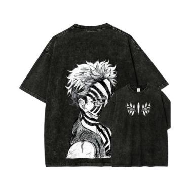Imagem de Camiseta Vintage Oversized Akaza Para Homens, Anime Hit Show, Camiseta