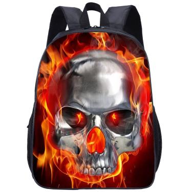 Imagem de Mochila escolar Flames Skulls Anime Cartoon Student