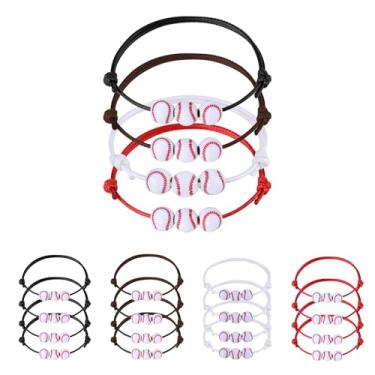 Imagem de 20 pulseiras de beisebol, pulseiras ajustáveis de contas de beisebol com tema esportivo, pingentes inspiradores, presentes de equipe para lembrancinhas de festa para adultos