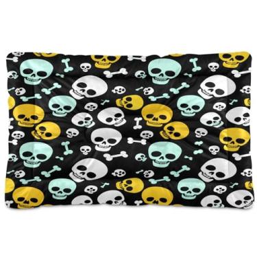 Imagem de Wassud Engraçado Caveiras e Ossos Cama de Cachorro Tapete Lavável para Animais de Estimação para Cães e Gatos, Almofada de Cama Antiderrapante para Viagem Interior e Exterior, 91 x 61 cm