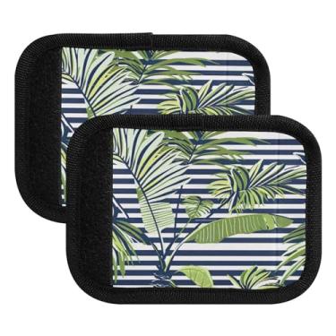 Imagem de Qilmy Pacote com 2 identificadores de bagagem de folhas de palmeira havaiana com alça confortável para carrinho de bebê, mala de viagem, acessórios de viagem de avião608