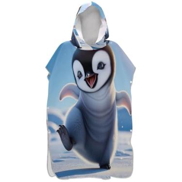 Imagem de Joisal Poncho de surfe absorvente para trocador adulto toalha de banho com capuz pinguim fofo poncho masculino feminino com capuz