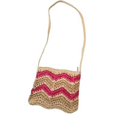 Imagem de Bolsa Feminina Artesanal Listrada Transversal – Estilo Casual, Alça Ajustável e Material Resistente | Compacta, Leve e Perfeita para Passeios, Viagens e Uso Diário (Rosa)