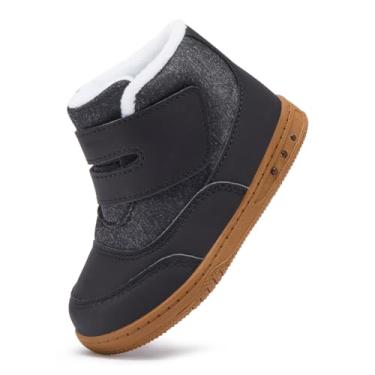 Imagem de BMCiTYBM Botas de neve infantis para meninos e meninas pequenas, à prova d'água, para clima frio, uso ao ar livre, leve (bebês/crianças pequenas/crianças grandes), 4A, preto, 19