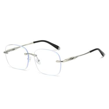 Imagem de Óculos de Sol UV400 - Lentes Degradê Ovais Sem Armação para Homens e Mulheres, Esportes ao Ar Livre, Corrida e Ciclismo, Branco Prateado