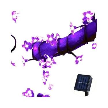 Imagem de Luz De Cordão Solar De Flor De Cerejeira Sakura 5/7/12/22M Lâmpada LED