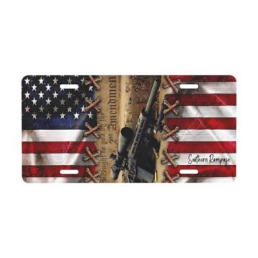Imagem de Placa decorativa da bandeira da 2ª emenda. Placa de metal para carro. Etiqueta de vaidade. Placa de carro de alumínio Noverlty impermeável Colorfast 30 x 15 cm