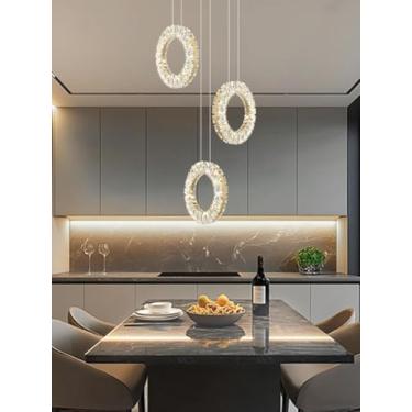 Imagem de Lustre de cristal LED moderno para iluminação decorativa de interiores, luminária pendente redonda dourada para cozinha, sala de jantar, hall de entrada e corredor, com controle remoto (Dour