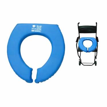 Imagem de Almofada Higiênica de Espuma, Azul, 40x37x4cm, Impermeável, para Cadeira de Banho, com Alças de Fixação, PF-3S, Revestimento em PVC