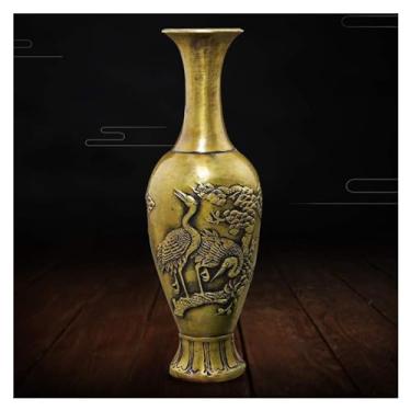 Imagem de Vaso decorativo vaso vintage escultura de bronze decoração interior latão auspicioso grande sala de jantar sala de estar quarto planta flor decoração cerâmica