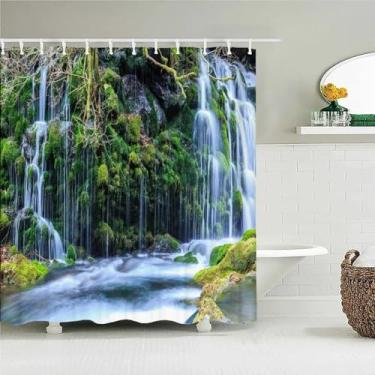 Imagem de Cortina de chuveiro com estampa de floresta com paisagem natural, tecido impermeável, cortinas de banheiro com árvores de poliéster, decoração de casa, 180 x 248 cm/LxA, cortinas de chuveiro longas