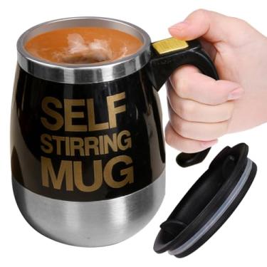 Imagem de Caneca De Cafe Com Misturador Automatico - 400 ml Elétrica com Tampa e Pega Ergonómica,Caneca de Café Elétrica com Auto Agitação - Para Casa Escritório Viagem Escola Camping Piquenique Homens Mulheres