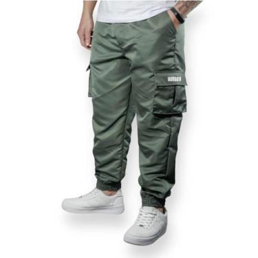 Imagem de Calça Jogger Cargo Corta Vento Combat Masculina Verde Skate - Hunter C