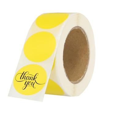 Imagem de PATIKIL 500 etiquetas térmicas redondas, adesivos coloridos de 2,5 cm para impressão térmica, escritório, decoração de casa, diário, lista de tarefas, caderno de viagem, amarelo