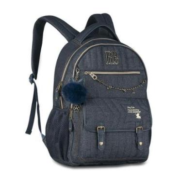 Imagem de Mochila Rebecca Bonbon Bolsa Escolar Jeans Feminina Moderna-Feminino